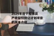 2024年遂宁裕城资产收益权转让计划项目的简单介绍