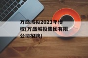 万盛城投2023年债权(万盛城投集团有限公司招聘)