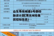 山东寿光城建1号债权融资计划(寿光城投集团招标信息)