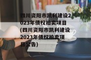 四川资阳市凯利建设2023年债权拍卖项目(四川资阳市凯利建设2023年债权拍卖项目公告)