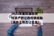 2023年重庆潼南债权资产转让政府债定融(潼南土地出让信息)