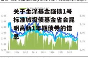 关于金泽基金强债1号标准城投债基金省会昆明高新1年期债券的信息