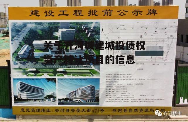 关于齐河城建城投债权资产转让项目的信息